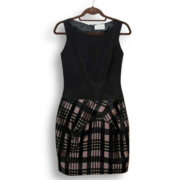 Vintage Dresses & Skirts - Vintage Carol Peretz Black Purple Drop Waist Formal Satin Cocktail Dress Sz 6